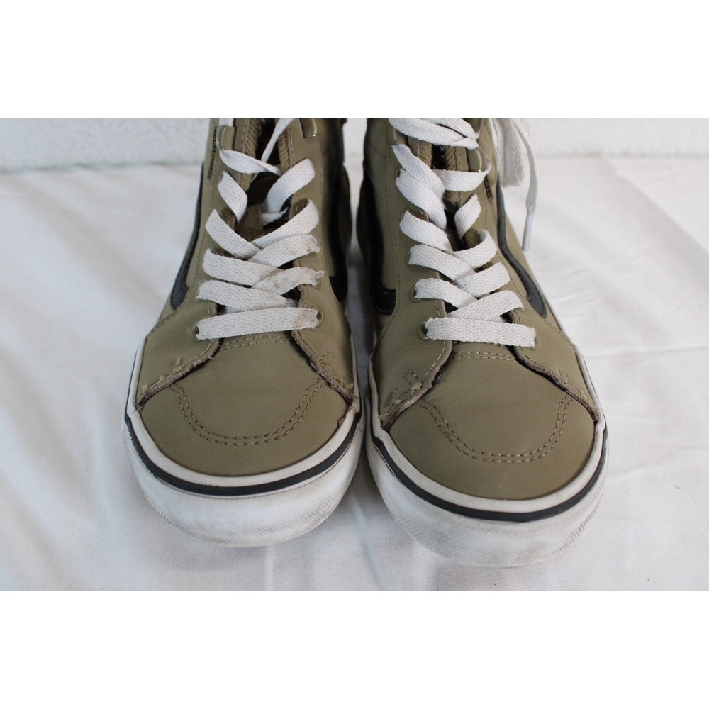 Vans Sk8-Hi MTE Olive Green Leather High Top Sneakers Plaid Collar Mens Kids 2 - Picture 2 of 14
